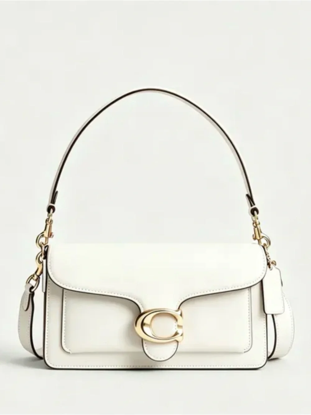 Coach Cream Leather Shoulder Bag with Gold 'C' Hardware
